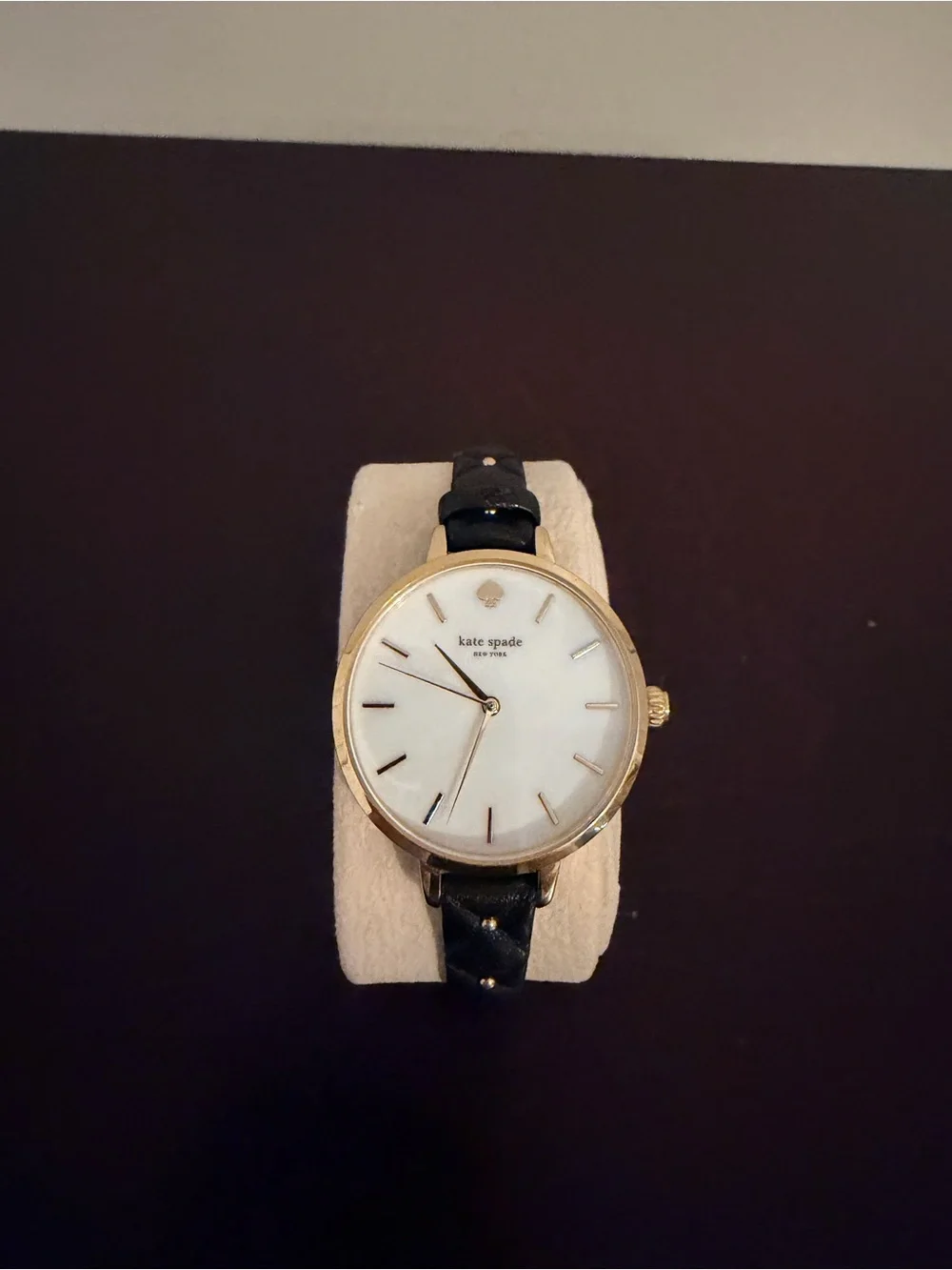 kate spade Gold-Tone Case Black Leather Strap Women's Watch